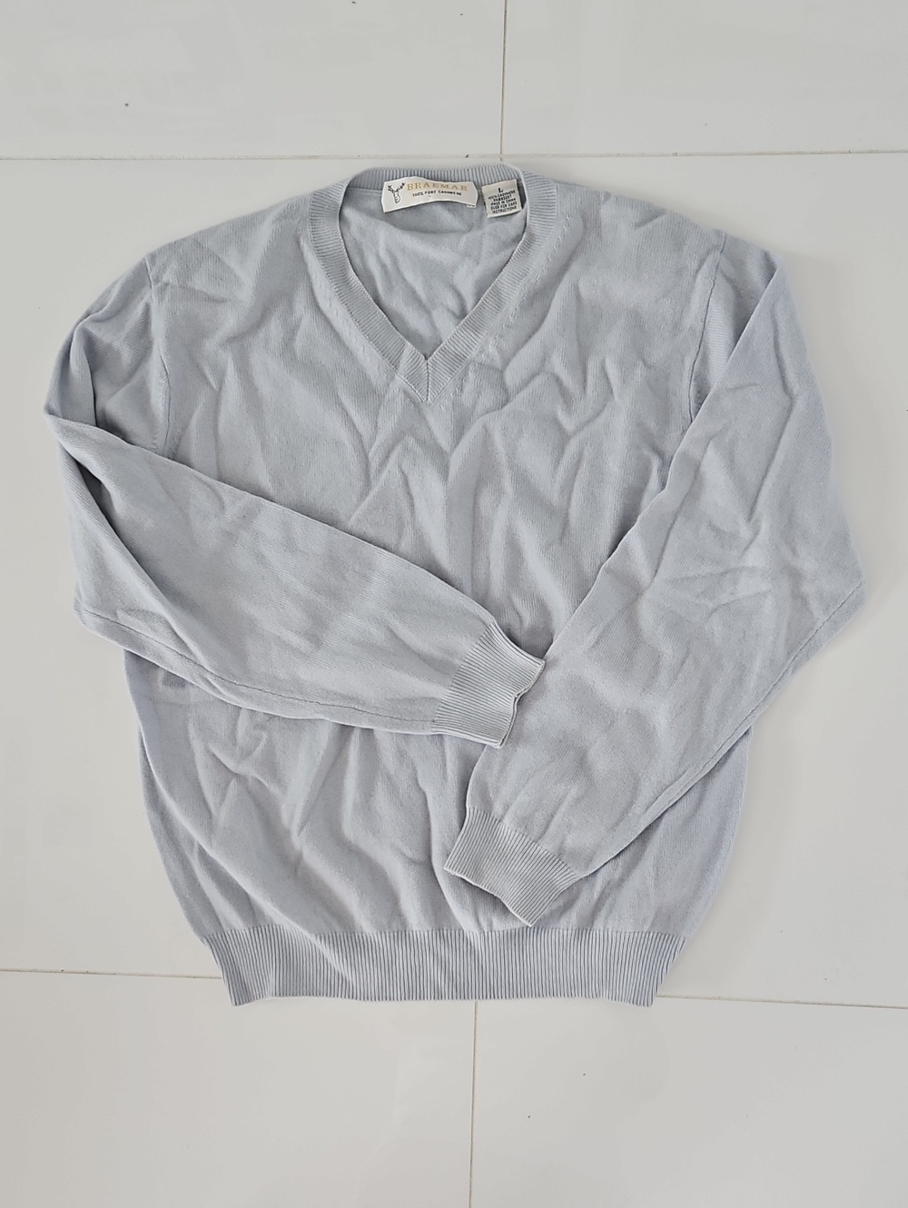 Light Blue V-Neck Cashmere Sweater by St. Michael